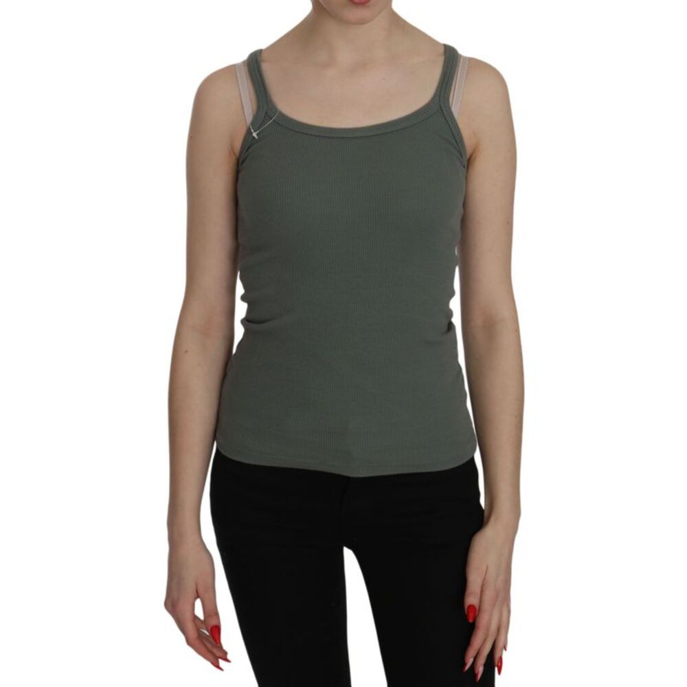 PINK MEMORIES Green Spaghetti Strap Slim Fit Casual Tank Top Women's Blouse